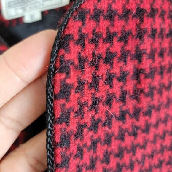 Vintage Charlotte Ford Womens Houndstooth Wool Open Blazer size 10 Red Black - Picture 7 of 12